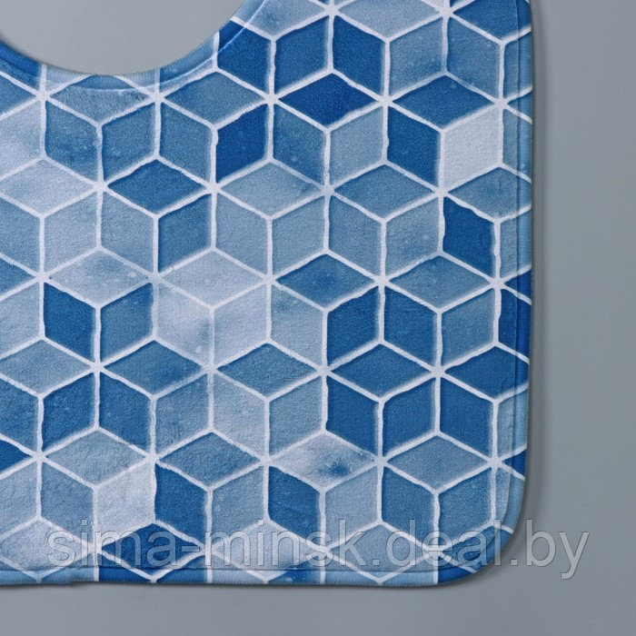 Набор ковриков для ванной и туалета Доляна «Бурлеск», 2 шт: 50×80, 40×50 см, цвет синий - фото 3 - id-p187476992