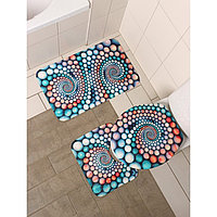 Набор ковриков для ванной и туалета Доляна «Каменные завитки», 3 шт: 35×39, 40×50, 45×75 см