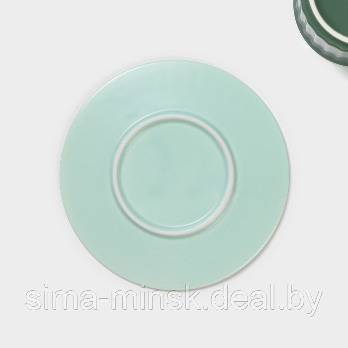 Чайная пара керамическая «Профитроль», 3 предмета: чашка 180 мл, блюдце d=13,7 см, ложка, цвет зелёный - фото 6 - id-p216672150