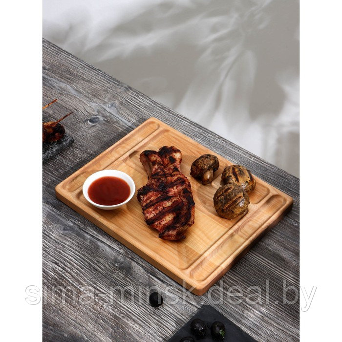 Доска-тарелка для подачи стейка Adelica, 28×22×1,8 см, берёза - фото 1 - id-p199903757