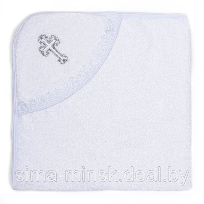 Полотенце-уголок для крещения с вышивкой, размер 100х100 см, цвет белый К40/1 - фото 1 - id-p216682983