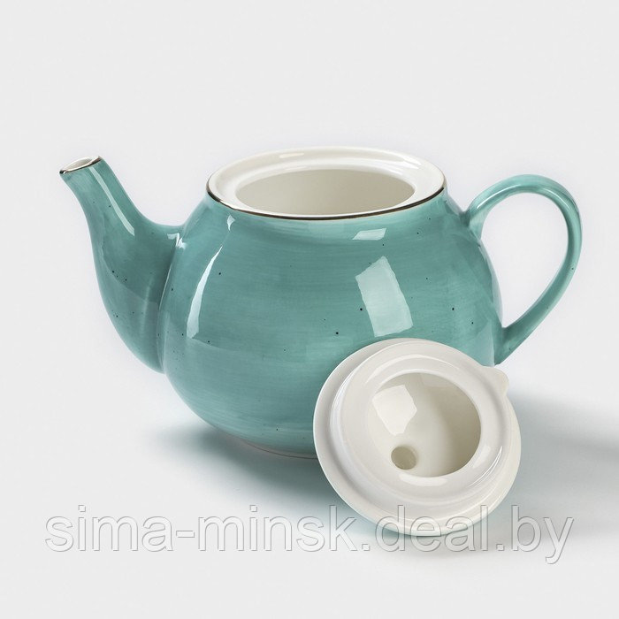 Чайник фарфоровый заварочный Доляна «Млечный путь», 900 мл, цвет бирюзовый - фото 3 - id-p188634002