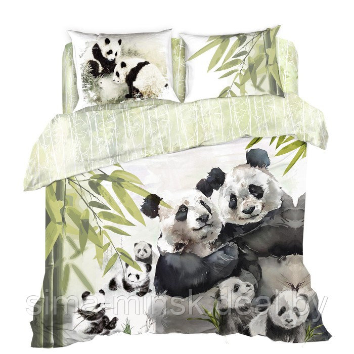 Постельное бельё евро Family Pandas, размер 235х260 см, 200х220 см, 50х70 см - 2 шт, 70х70 см - 2 шт - фото 1 - id-p216726302