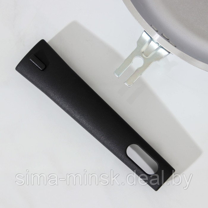 Сковорода, d=26 см, стеклянная крышка, съёмная ручка, цвет хромированный - фото 6 - id-p70538378