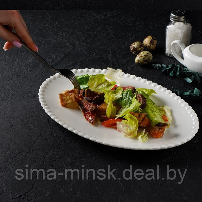 Блюдо фарфоровое овальное Magistro «Лакомка», 30×20 см, цвет белый - фото 7 - id-p198072530
