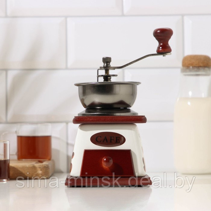 Кофемолка ручная «Кофейные зёрна», 10×10×18 см, керамический корпус