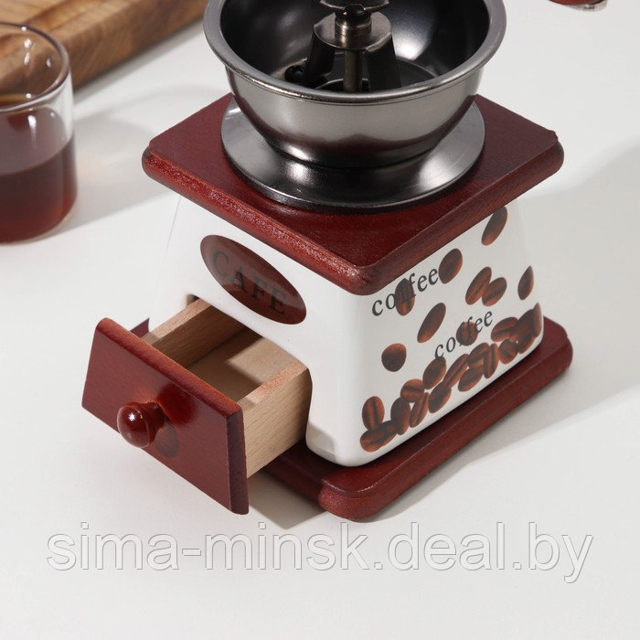 Кофемолка ручная «Кофейные зёрна», 10×10×18 см, керамический корпус - фото 3 - id-p203566987