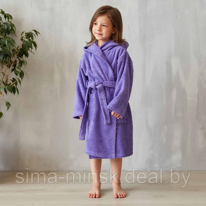 Халат махровый детский, размер 28, цвет фиолетовый, 320 г/м2, хлопок 100% с AIRO - фото 1 - id-p210195626
