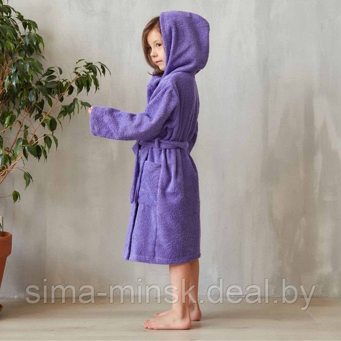 Халат махровый детский, размер 28, цвет фиолетовый, 320 г/м2, хлопок 100% с AIRO - фото 4 - id-p210195626