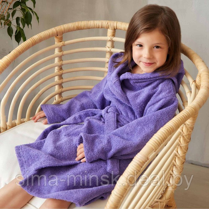 Халат махровый детский, размер 28, цвет фиолетовый, 320 г/м2, хлопок 100% с AIRO - фото 6 - id-p210195626