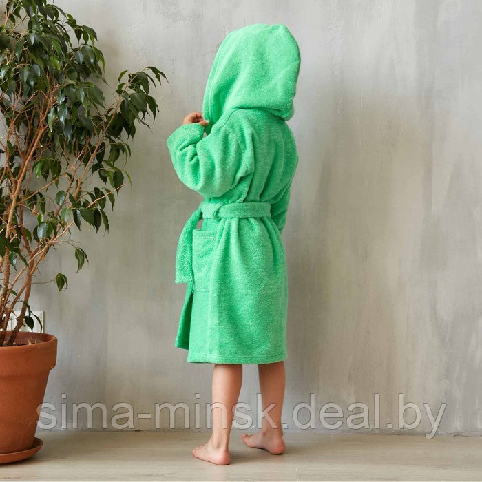 Халат махровый детский, размер 36, цвет зелёный, 320 г/м2, хлопок 100% с AIRO - фото 5 - id-p210195629