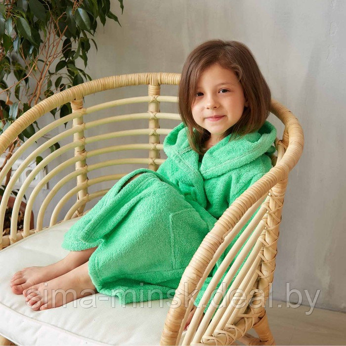 Халат махровый детский, размер 36, цвет зелёный, 320 г/м2, хлопок 100% с AIRO - фото 6 - id-p210195629