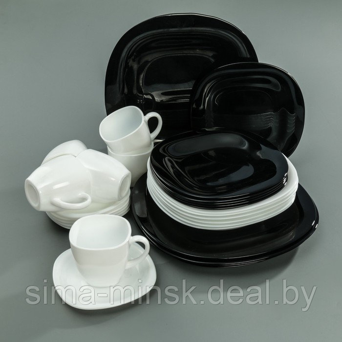 Сервиз столовый Luminarc Carine White&Black, стеклокерамика, 30 предметов, цвет белый и чёрный - фото 1 - id-p216678431