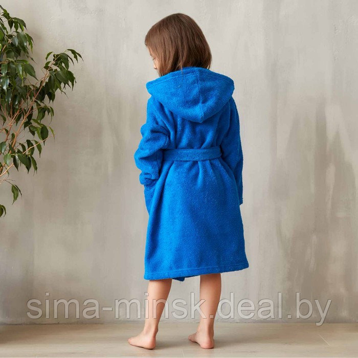 Халат махровый детский, размер 30, цвет синий, 340 г/м2 хлопок 100% с AIRO - фото 5 - id-p210195641