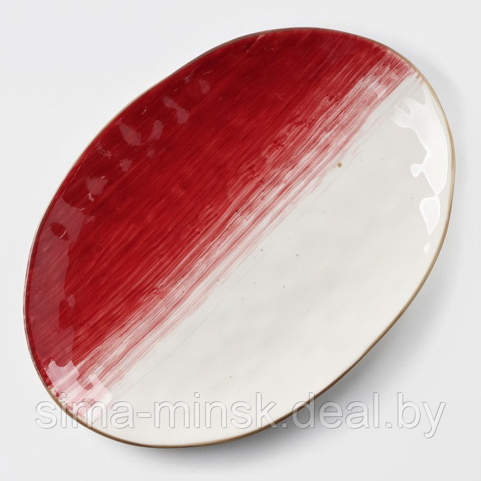 Блюдо фарфоровое Доляна «Космос», 31,5×22 см, цвет красный - фото 1 - id-p196496574