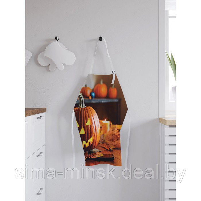 Фартук кухонный «Зловещая тыковка», универсальный размер для женщин и мужчин - фото 2 - id-p216721885