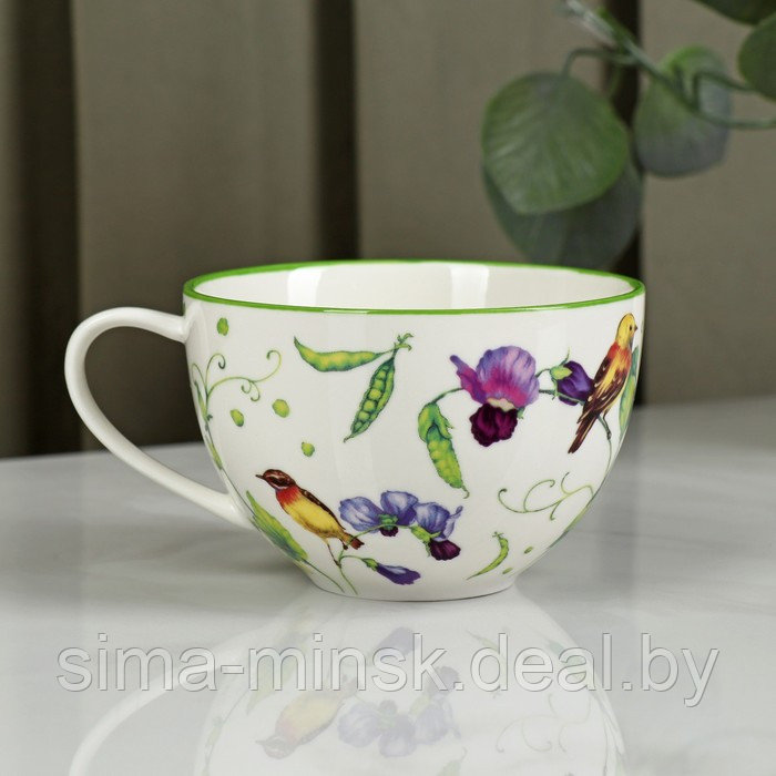 Сервиз фарфоровый чайный Доляна «Зелёный сад», 12 предметов: 6 чашек 220 мл, 6 блюдец d=13 см - фото 6 - id-p188634027