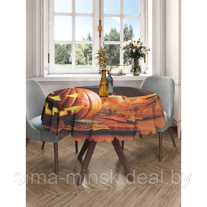 Фотокатерть круглая на стол «Зловещая тыковка», размер 150x150 см - фото 3 - id-p216721720