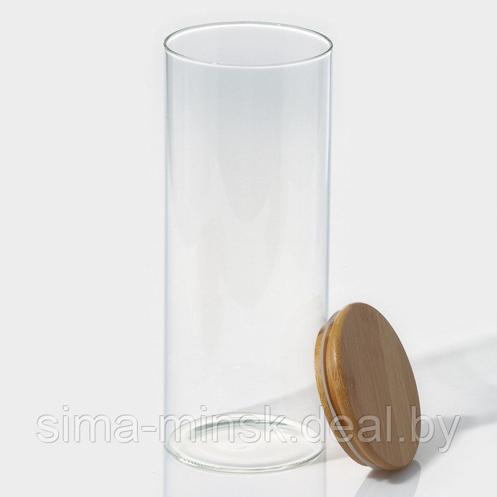 Банка стеклянная для сыпучих продуктов с бамбуковой крышкой BellaTenero «Эко», 1,7 л, 10×26 см - фото 3 - id-p216678473