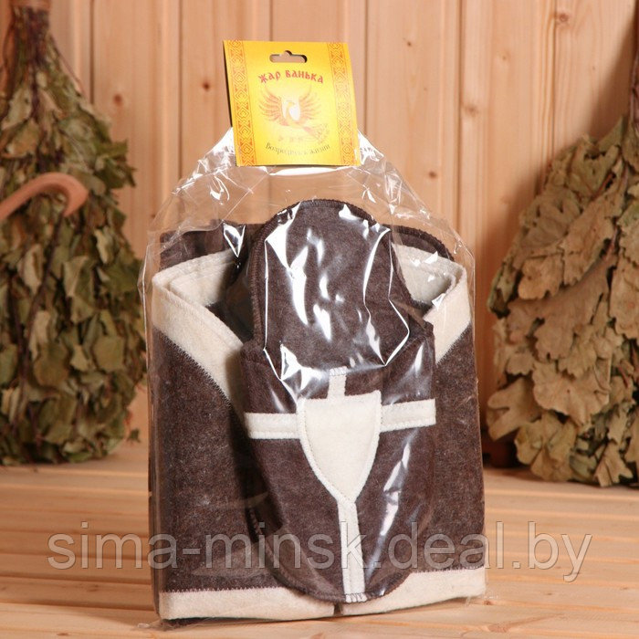 Набор подарочный 4 предмета коричневый "Крестоносец" (шапка, коврик, рукавичка,тапочки) - фото 6 - id-p216683688