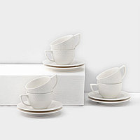 Набор кофейный фарфоровый на 6 персон «Юлия Высоцкая», 12 предметов: 6 чашек 170 мл, 6 блюдец d=14,1 см, цвет