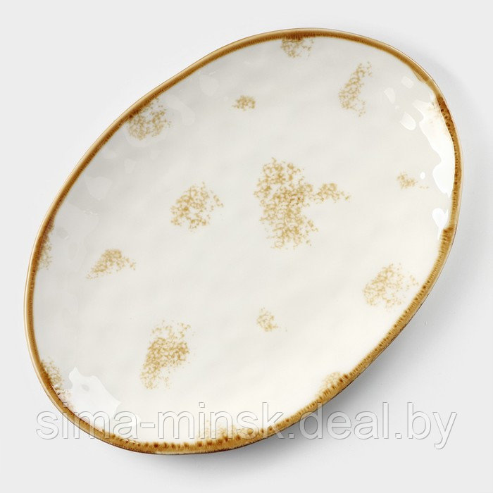 Блюдо фарфоровое Доляна Organic Gold, 30×21×2,5 см, цвет белый - фото 1 - id-p186288718