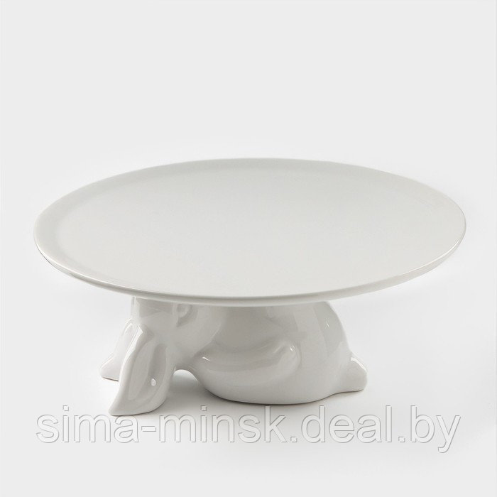 Подставка керамическая для торта Доляна «Кролл», 25×10 см, цвет белый - фото 1 - id-p135642102