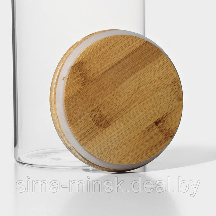 Банка стеклянная для сыпучих продуктов с бамбуковой крышкой BellaTenero «Эко», 2,5 л, 12×25 см - фото 4 - id-p216678480