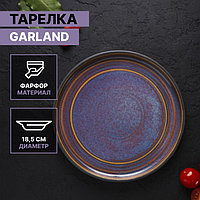 Тарелка фарфоровая десертная Magistro Garland, d=18,5 см, цвет синий