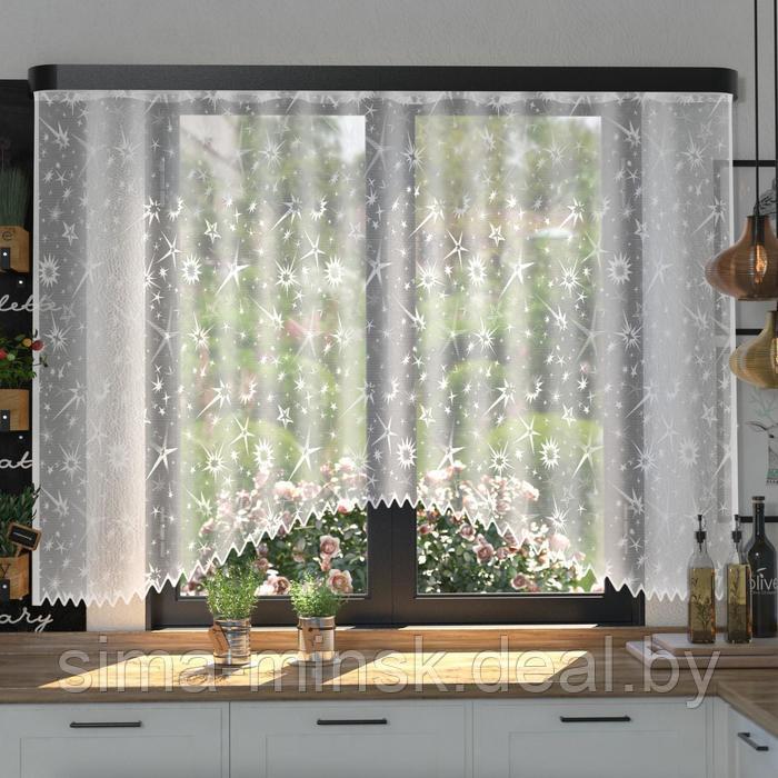 Тюль на кухню со шторной лентой, 315х160 см, цвет белый, 100% полиэстер - фото 1 - id-p199906433