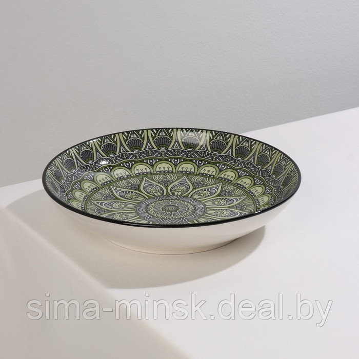 Тарелка керамическая глубокая Доляна «Мирсоле», d=21 см, цвет зелёный - фото 2 - id-p210192778