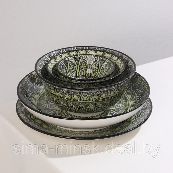 Тарелка керамическая глубокая Доляна «Мирсоле», d=21 см, цвет зелёный - фото 8 - id-p210192778