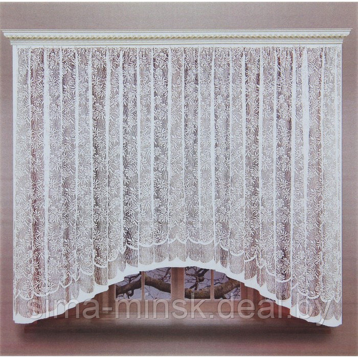 Тюль на кухню на шторной лентой, 320х160 см, цвет белый, 100% полиэстер - фото 1 - id-p199906452