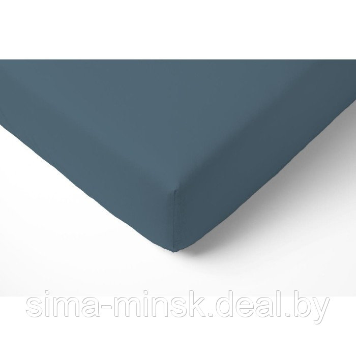 Простыня на резинке, размер 90x200x20 см, цвет голубая ель - фото 1 - id-p216727160