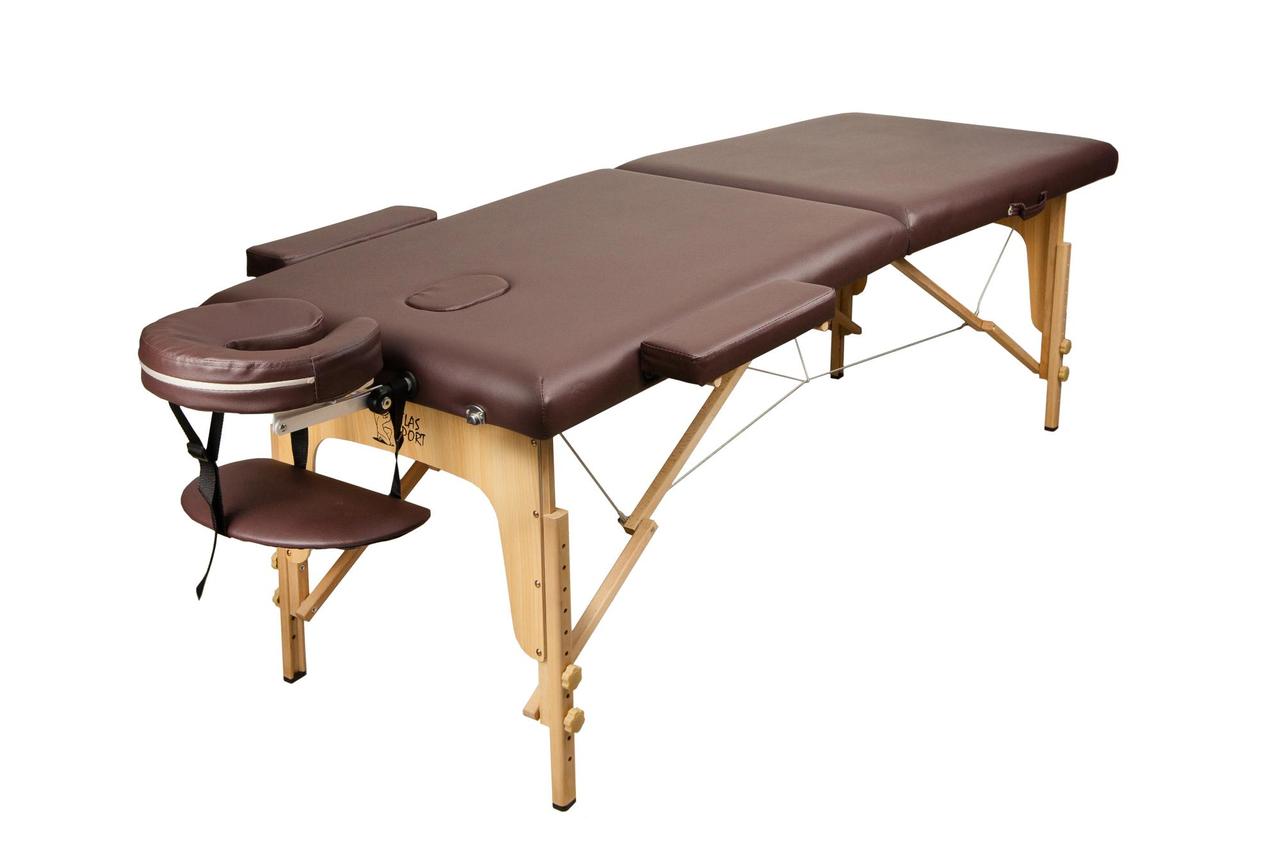 Массажный стол Atlas Sport Складной 2-с 60 см, коричневый / деревянный - фото 1 - id-p216728246