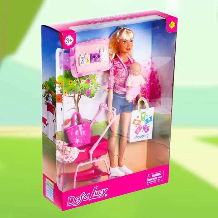 Кукла модель «Молодая мама», с пупсом, с аксессуарами, цвет розовый - фото 6 - id-p180502049