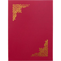 Папка адресная А4 с тиснеными золотыми уголками "ВИНЬЕТКА", с поролоном, красная, арт. 130287