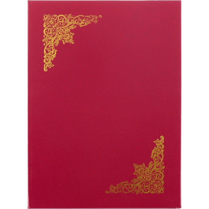 Папка адресная А4 с тиснеными золотыми уголками "ВИНЬЕТКА", с поролоном, красная, арт. 130287 - фото 1 - id-p216833488