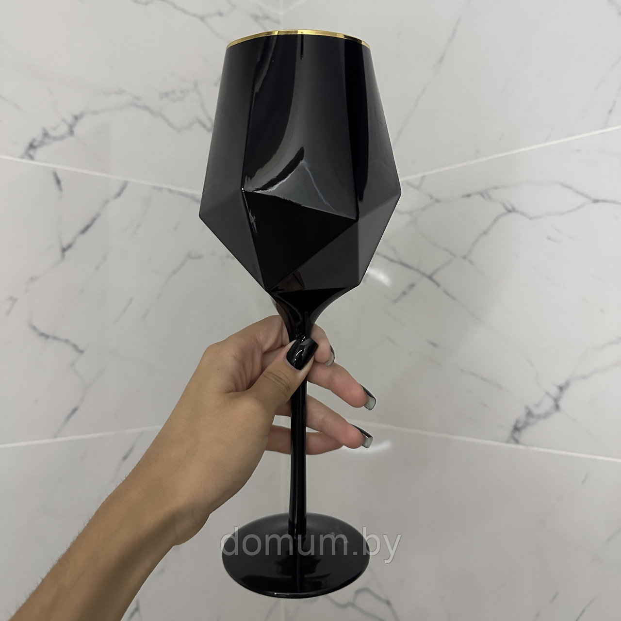 Набор из 6 бокалов для вина 700ml Lenardi Diamond Black - фото 1 - id-p216850022