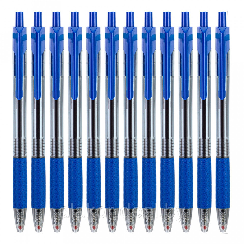 Ручка шариковая автоматическая Deli Arrow 0,7 мм, прозрачный, синий - фото 3 - id-p216877778