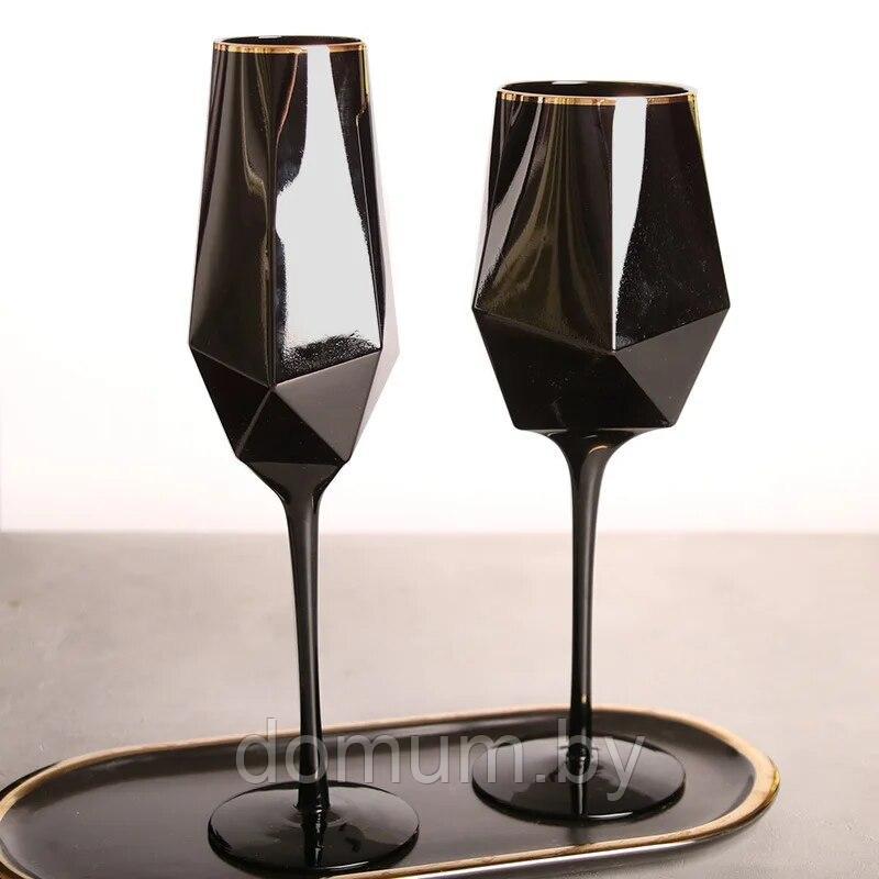 Набор из 6 бокалов для шампанского 450ml Lenardi Diamond Black - фото 1 - id-p216871224