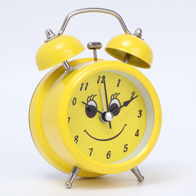 Часы будильник Веселый смайл желтый D-9 см Желтый - фото 2 - id-p216887365