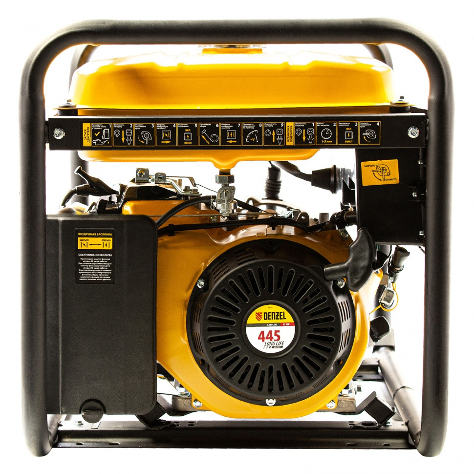 Генератор бензиновый GE 8900, 8.5 кВт, 220 В/50 Гц, 25 л, ручной старт Denzel - фото 6 - id-p216678170