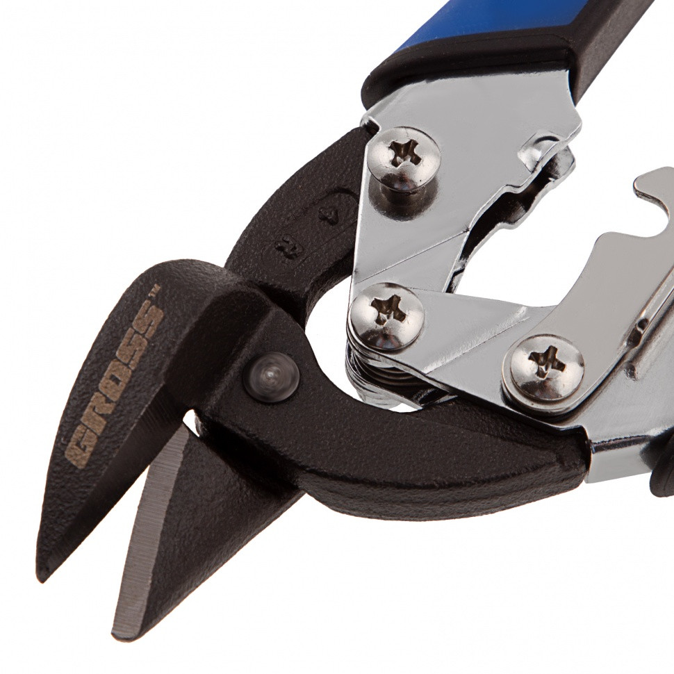 Ножницы по металлу "Piranha", 185 мм, прямой и правый рез, сталь СrM, двухкомпонентные рукоятки Gross - фото 3 - id-p216676240