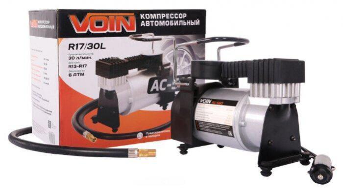 Автомобильный компрессор VOIN автокомпрессор насос электрический от прикуривателя с манометром для шин машины - фото 4 - id-p216154467