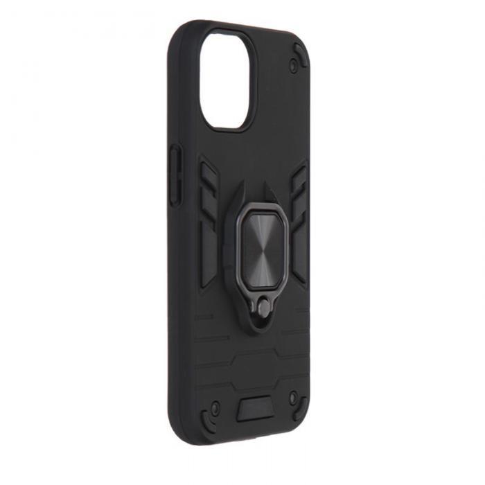 Чехол DF для APPLE iPhone 15 с магнитом и кольцом Black iArmor-07