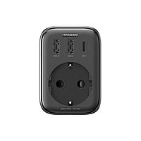 Зарядное устройство Ugreen CD314 DigiNest Outlet Extender Converter 2xUSB-A + USB-C EU/USA Black 15289