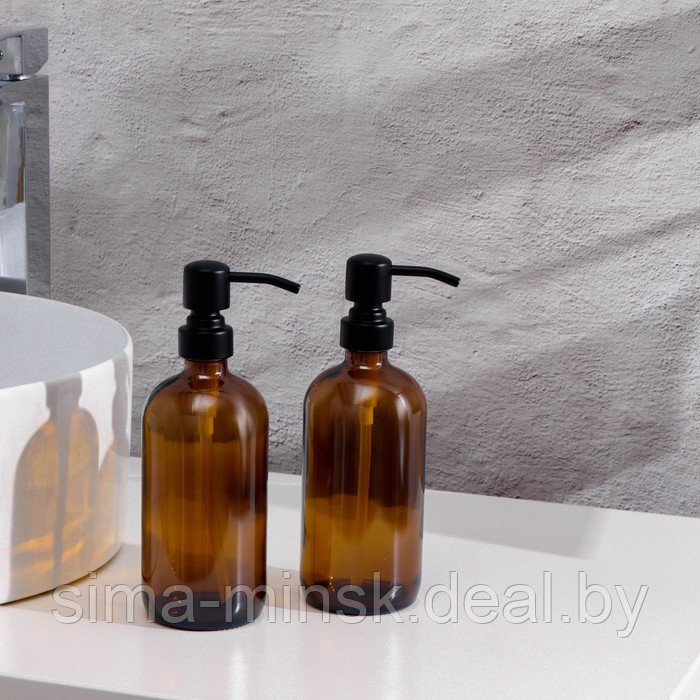 Набор дозаторов для ванной, по 500 мл, дымчатое стекло, цвет коричневый - фото 1 - id-p216901635