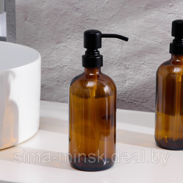 Набор дозаторов для ванной, по 500 мл, дымчатое стекло, цвет коричневый - фото 3 - id-p216901635