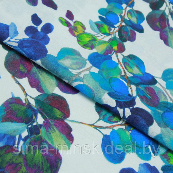 Ткань плательная набивная, лён, ширина 136 см, цвет синий - фото 1 - id-p216900824